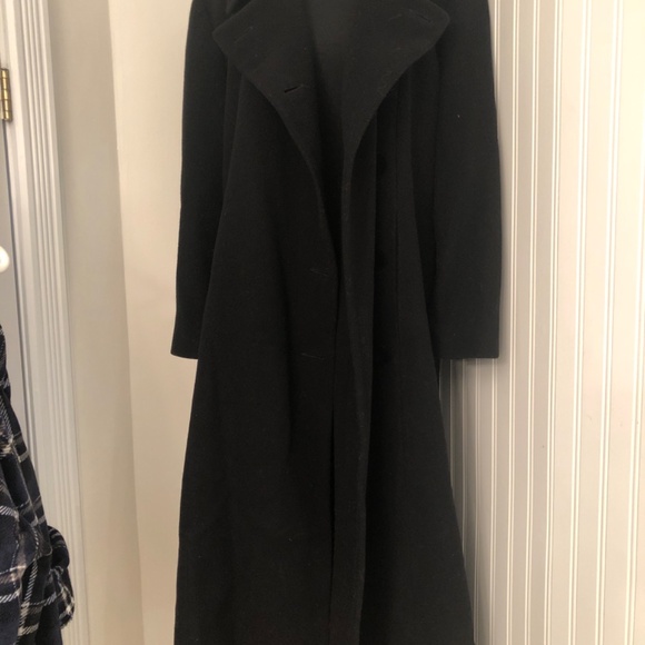 Vintage Designer Long Black Wool Trench Goth/ Business Casual/ Classic Coat - Picture 4 of 6